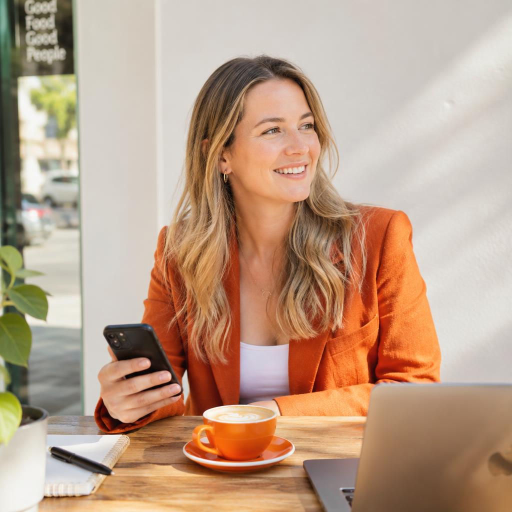 Accountant sending a verification link from a cafe